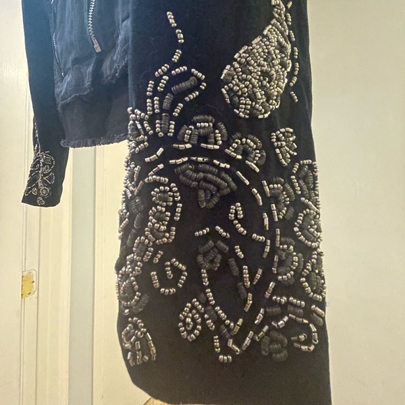 BlankNYC Black Denim and Velvet Embellished Jacket Small NWOT - Picture 6 of 9